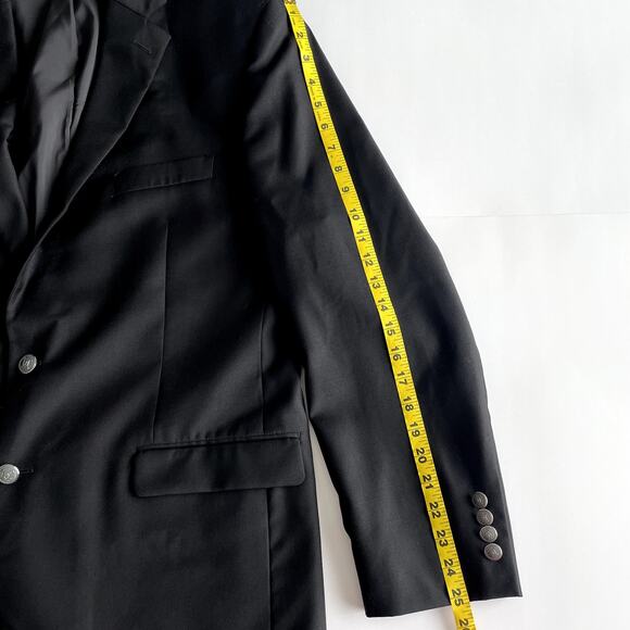 Lauren Ralph Lauren Black Wool 44R Blazer Suit Jacket Sport Coat Pewter Buttons - Picture 16 of 16